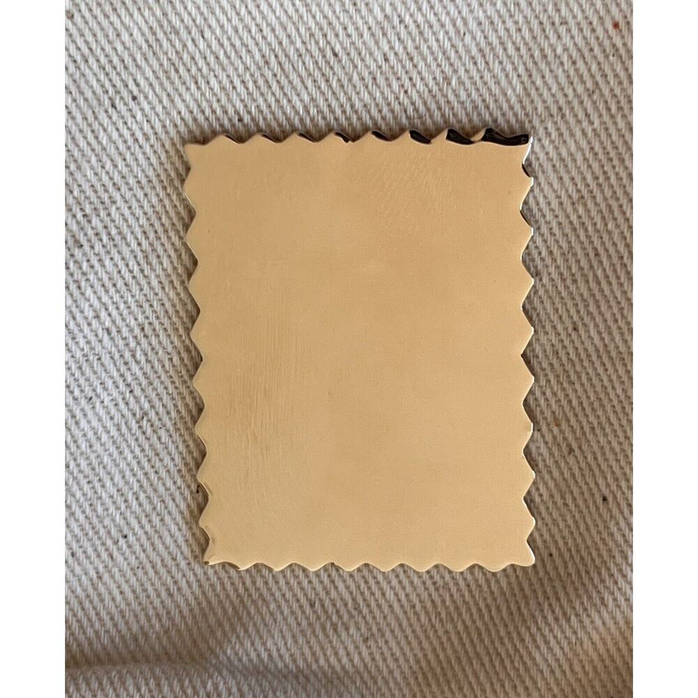Lanvin White Leather Envelope Necklace Gold Plated Brass Stamp Adjustable - Picture 7 of 10